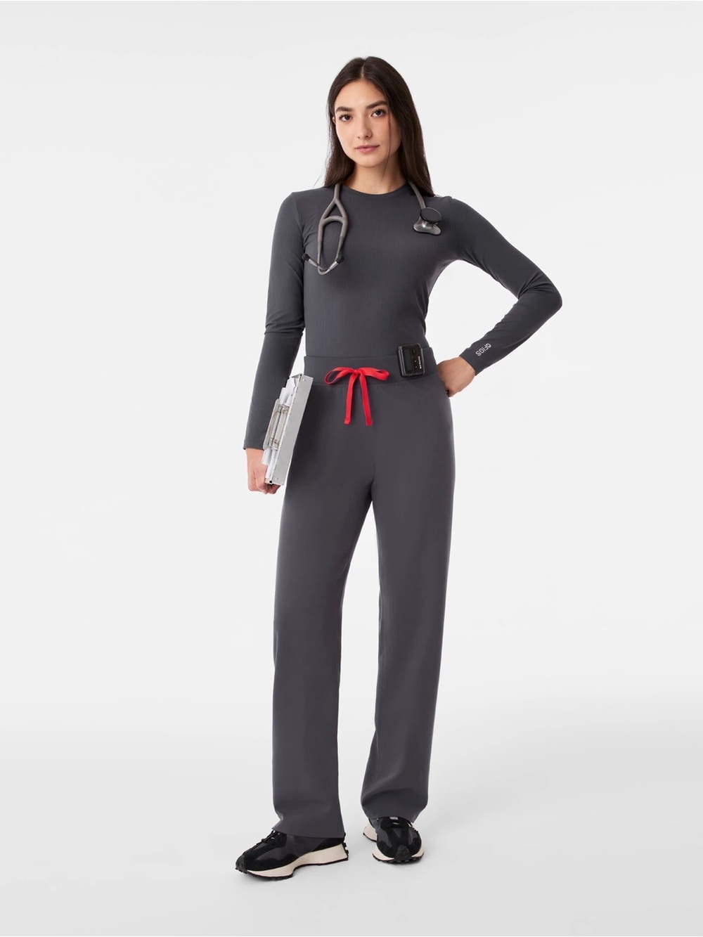 FIGS Livingston Scrub Pants Graphite Grey Small Yoga High Waist Straight Leg